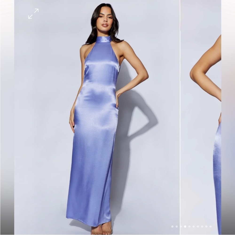 CLAIRE Satin Drape Back Maxi Dress - Lavender